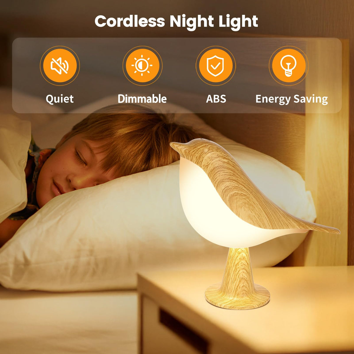 Haotao 2-pack bird table lamp with easy touch control for bedside use.