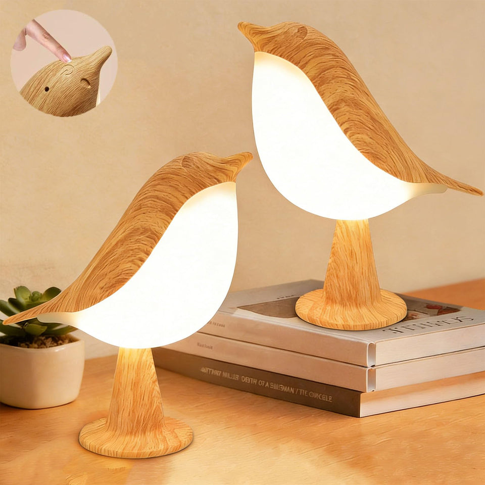 Haotao Bird Table Lamp full setup delivering cozy bedroom ambience