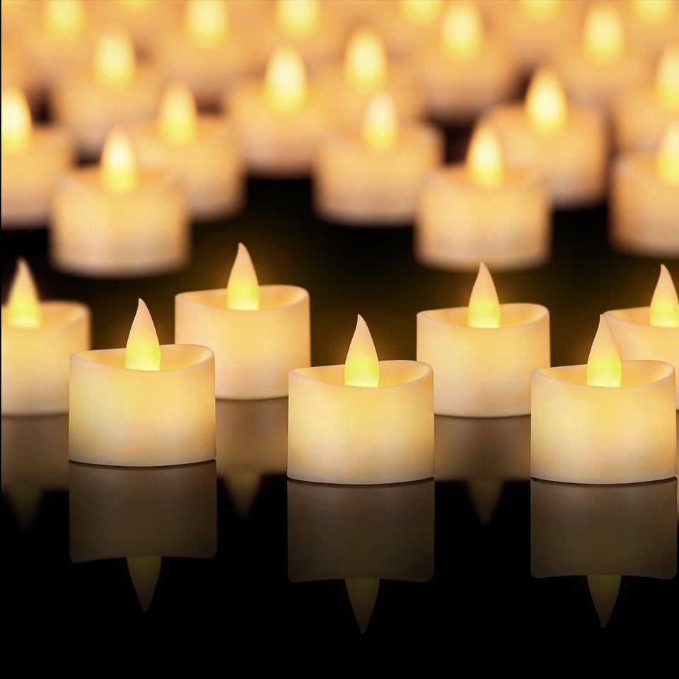 Haown flameless tea lights with dancing flame for large event lighting.