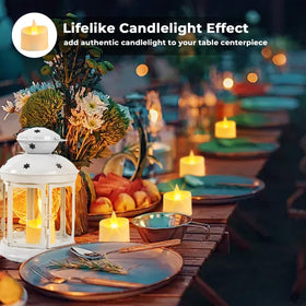 Haown ivory-base LED tea light for indoor decor and centerpieces.