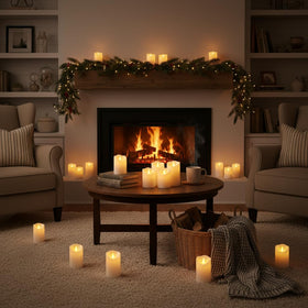 Haown six-pack pillars provide long-lasting glow from 2 AA batteries.