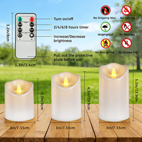 Haown candles with two remotes and timer enable convenient control across stairs and patio.