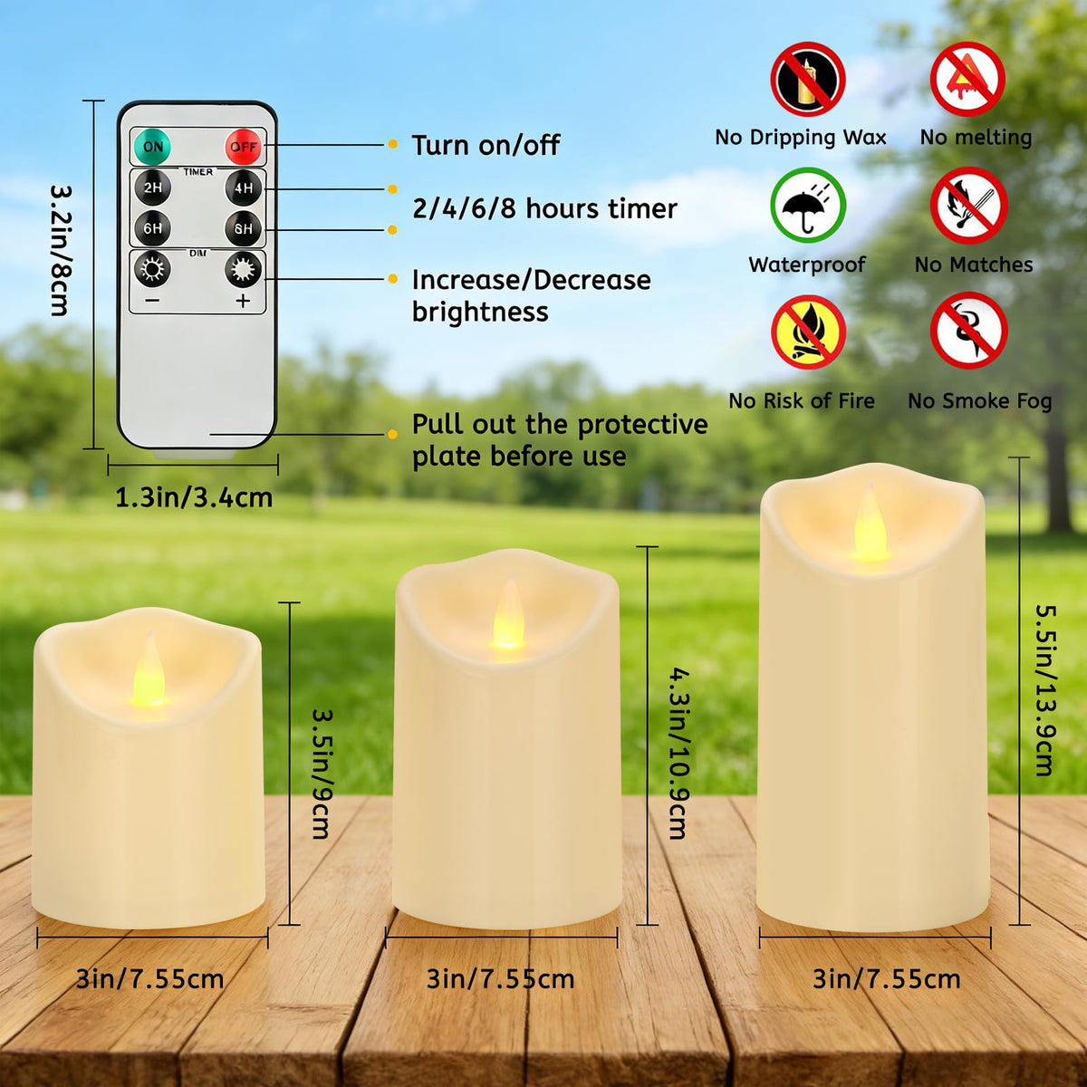 Weatherproof Haown candles resist sun and rain for durable backyard décor.