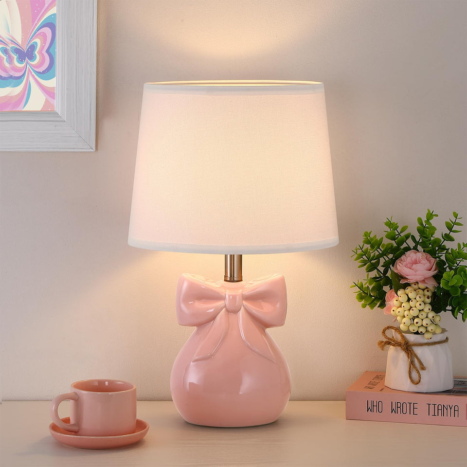 Hapcrea pink bow lamp body with warm glow for cozy nights