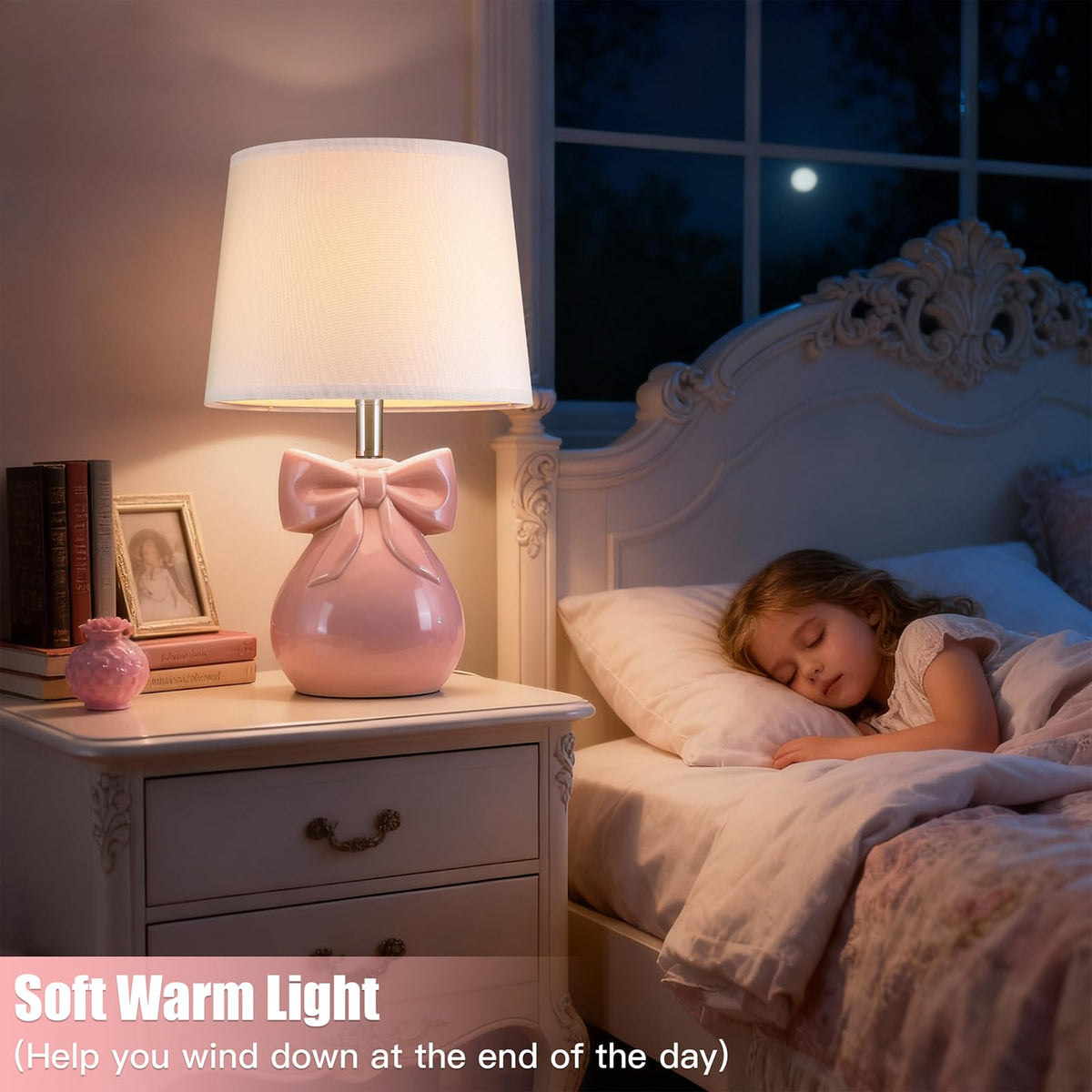 Hapcrea white linen shade diffuses soft light for evenings