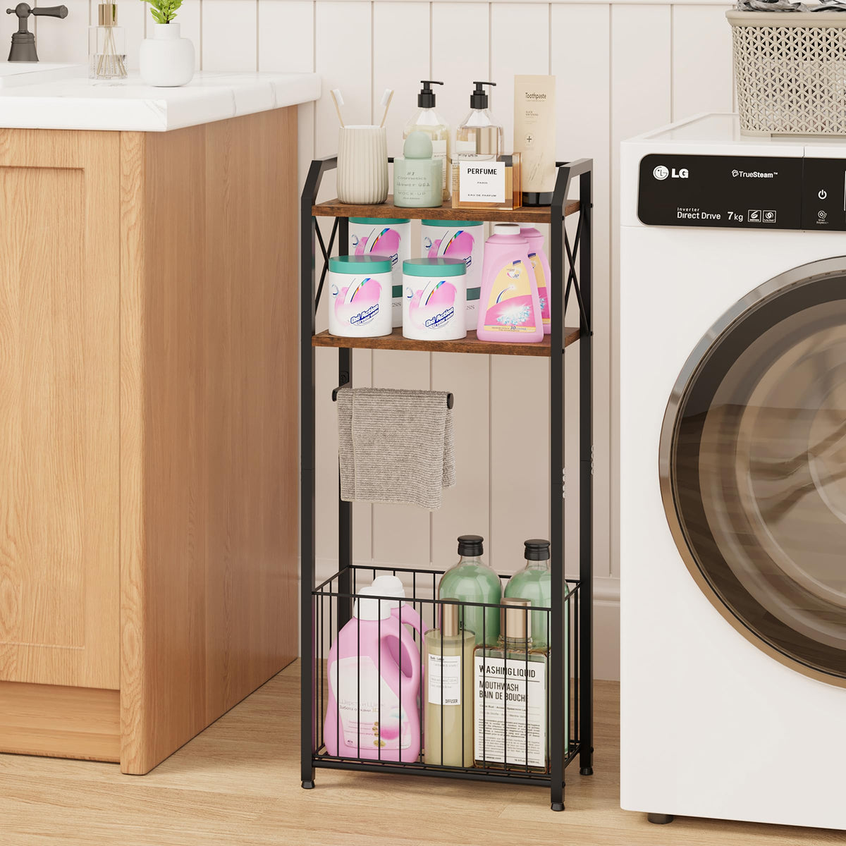 HapiRm no-drill freestanding stand eliminates wall damage while staying balanced.