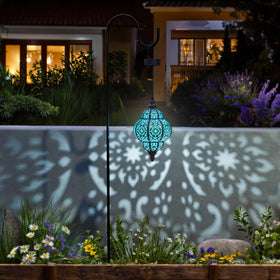 Hapjoy black hanging lantern suited for versatile outdoor use.