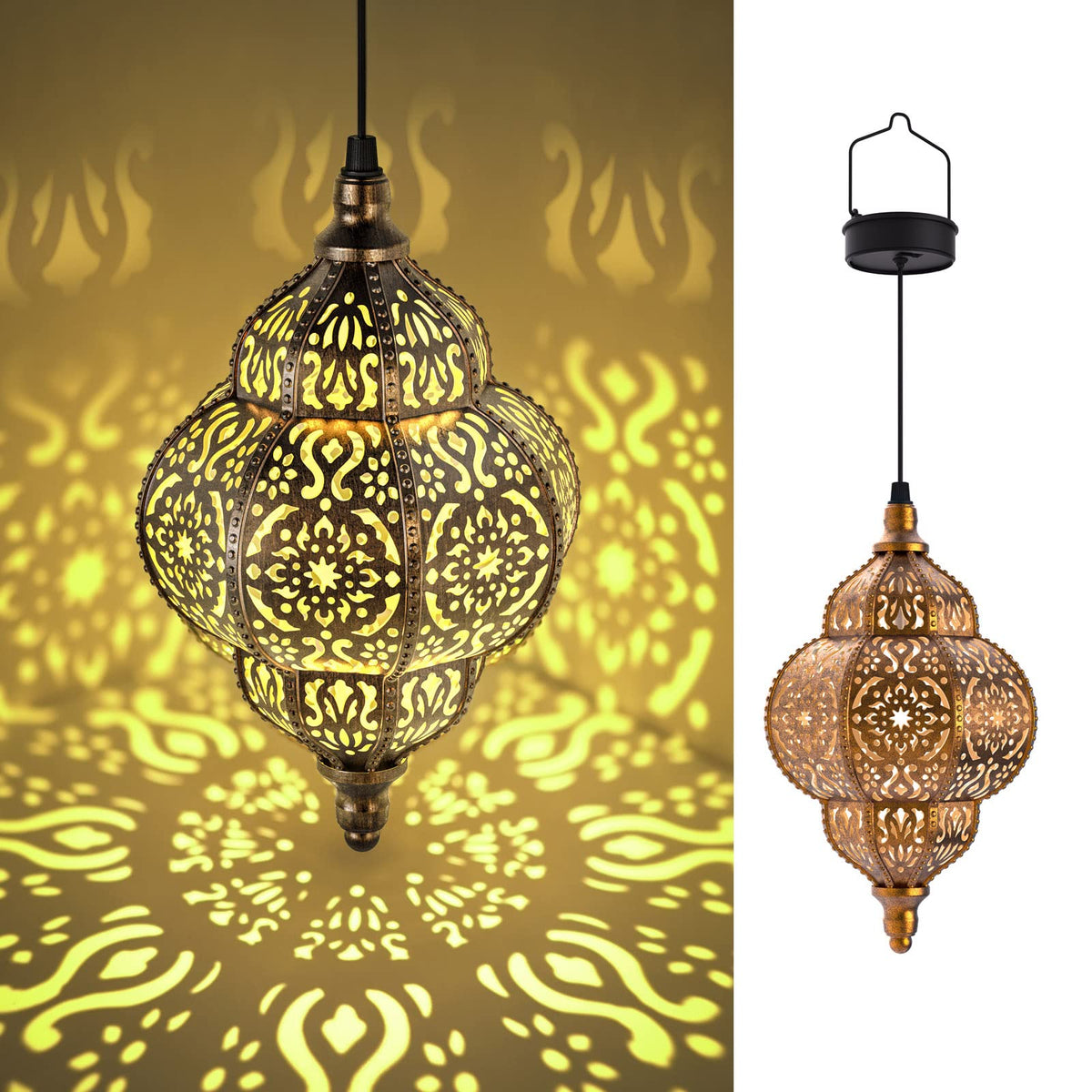 Hapjoy bronze Moroccan-pattern lantern for outdoor ambiance
