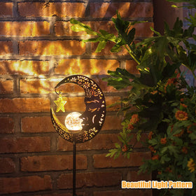 Hapjoy moon lantern stake bronze outdoor lighting for pathways.