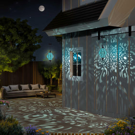 Hapjoy solar-powered lantern auto-on at dusk for convenient outdoor lighting.