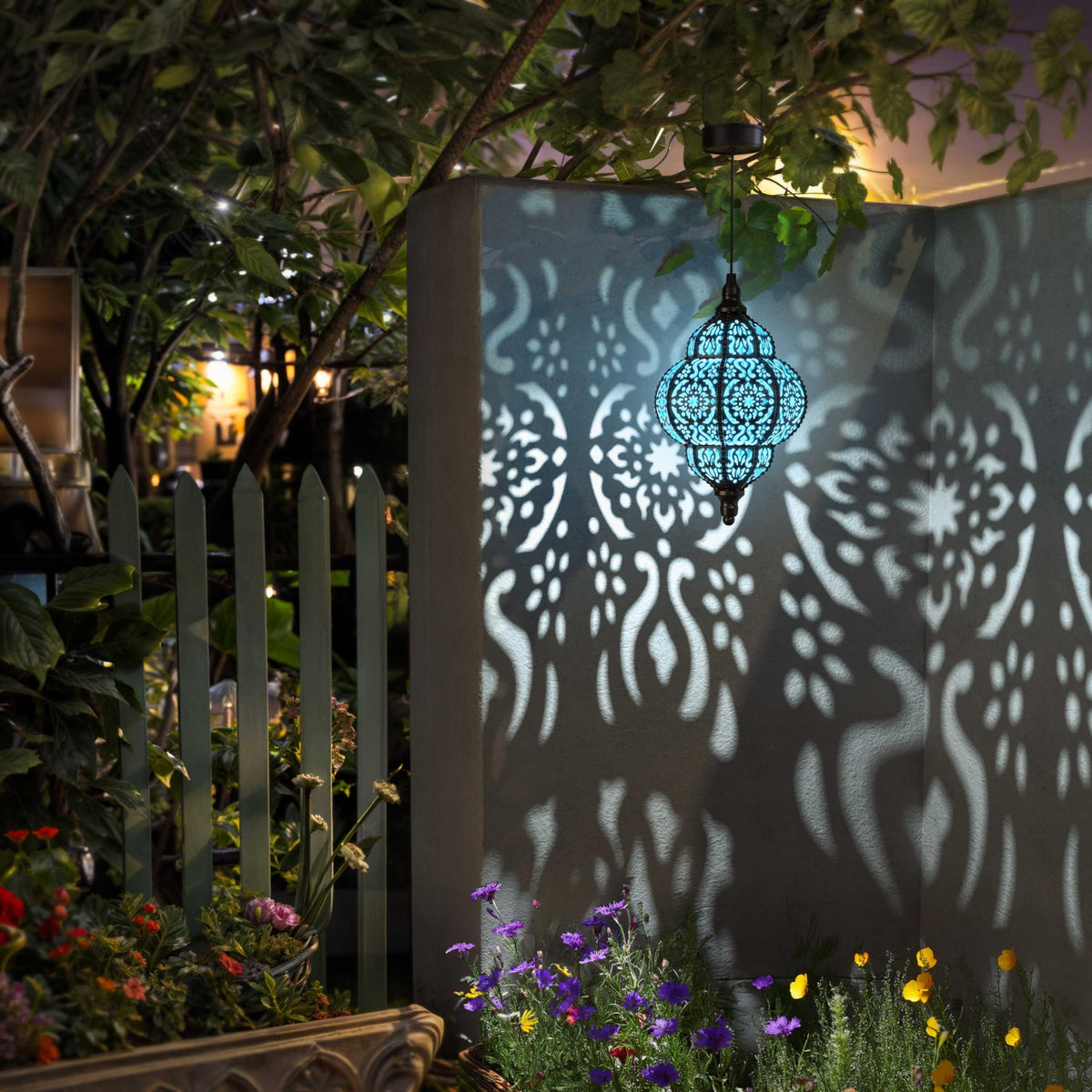 Hapjoy waterproof plastic lantern designed for year-round garden lighting.