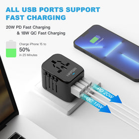 HAPOW compact travel adapter dimensions for easy packing