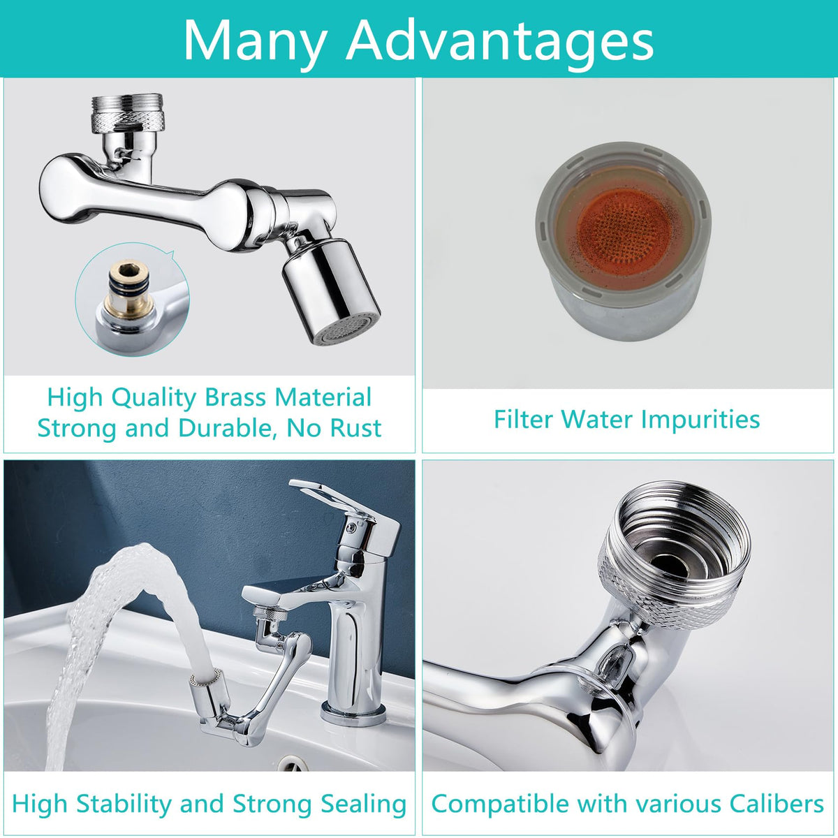 HAPPUP 1080° swivel extender soft bubble mode reduces splash during face washing