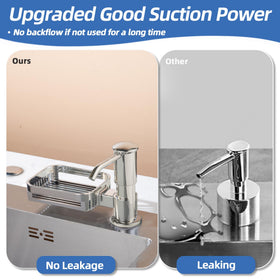 HAPPUP brushed-nickel pump head resists corrosion for lasting kitchen use.