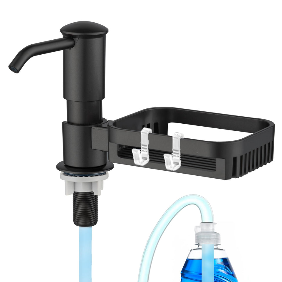 HAPPUP soap dispenser for kitchen sink in black with quick soap access