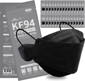 HAPPYDAY KF94 mask 30-pack black for adults provides comfortable daily protection.