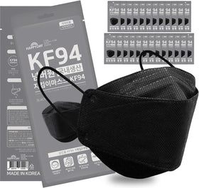 HAPPYDAY KF94 mask large black front view showing sleek design for daily protection
