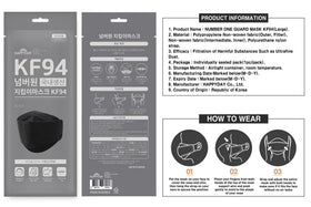 HAPPYDAY KF94 mask large black packaging content ready-to-use