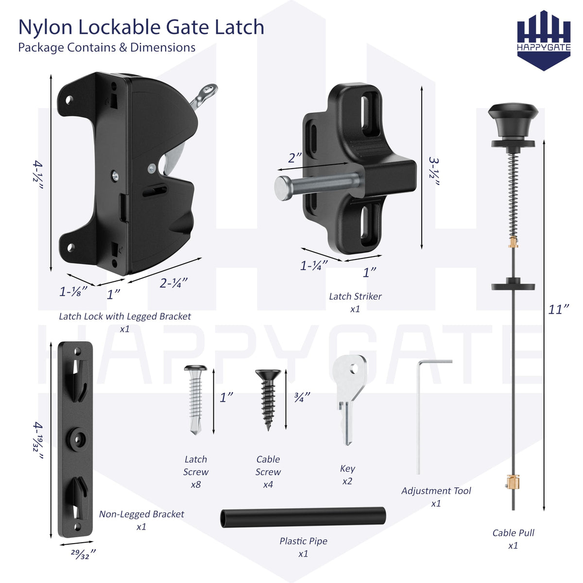 HAPPYGATE spring-loaded pull cord enabling bidirectional entry for high-traffic gates.