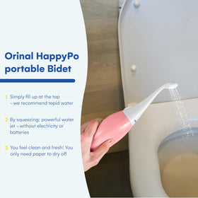 HappyPo handheld bidet rose squeeze-action for gentle cleaning anywhere