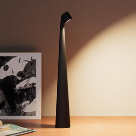 HAPYGI portable cordless LED desk lamp in black with USB charging.