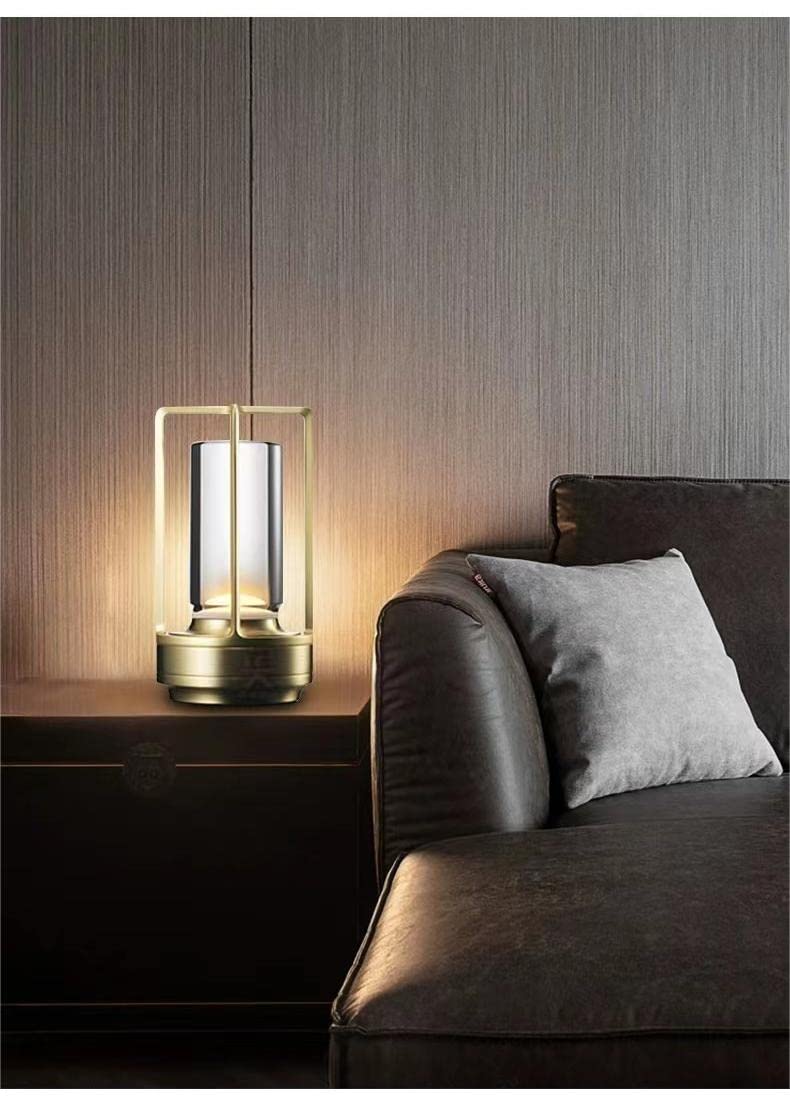 HAPYGI portable metal table lamp gold top view blends modern lines with versatile placement.