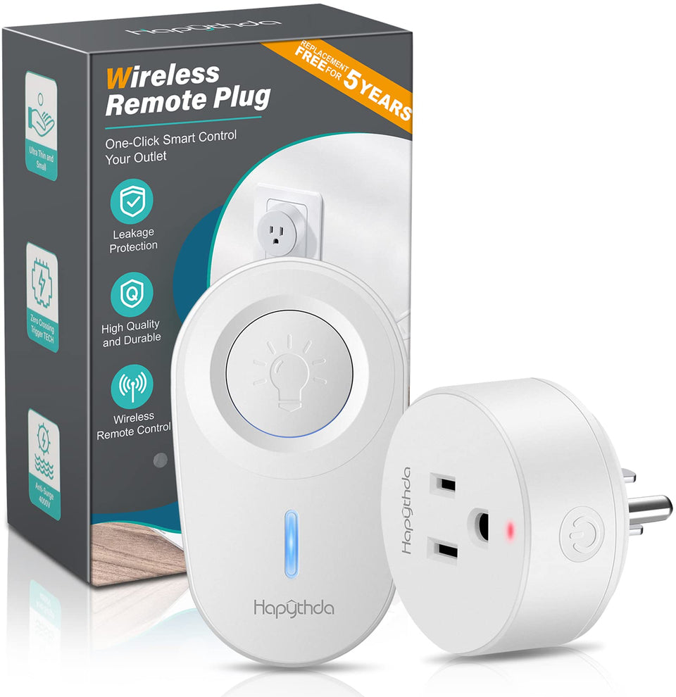 HAPYTHDA remote outlet closeup showing compact design and safety features.