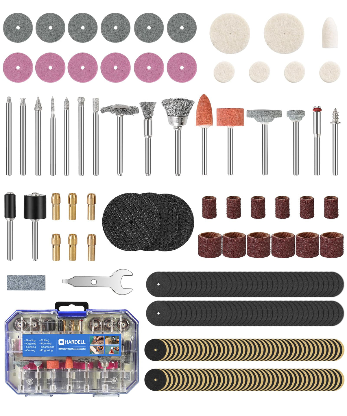 HARDELL 287-piece rotary tool kit for versatile DIY tasks