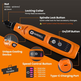 HARDELL compact tool fits comfortably in hand for detailed carving tasks.