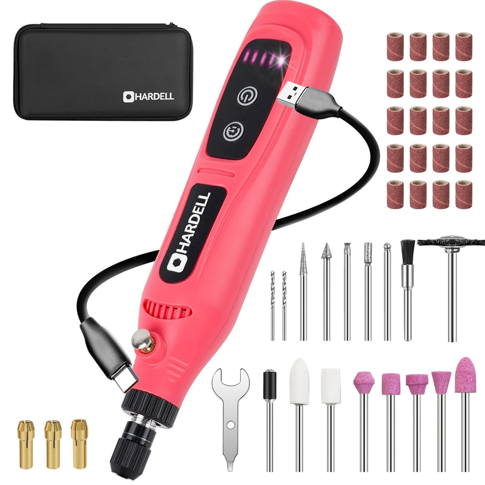 HARDELL mini cordless rotary tool charging while in use for uninterrupted crafting