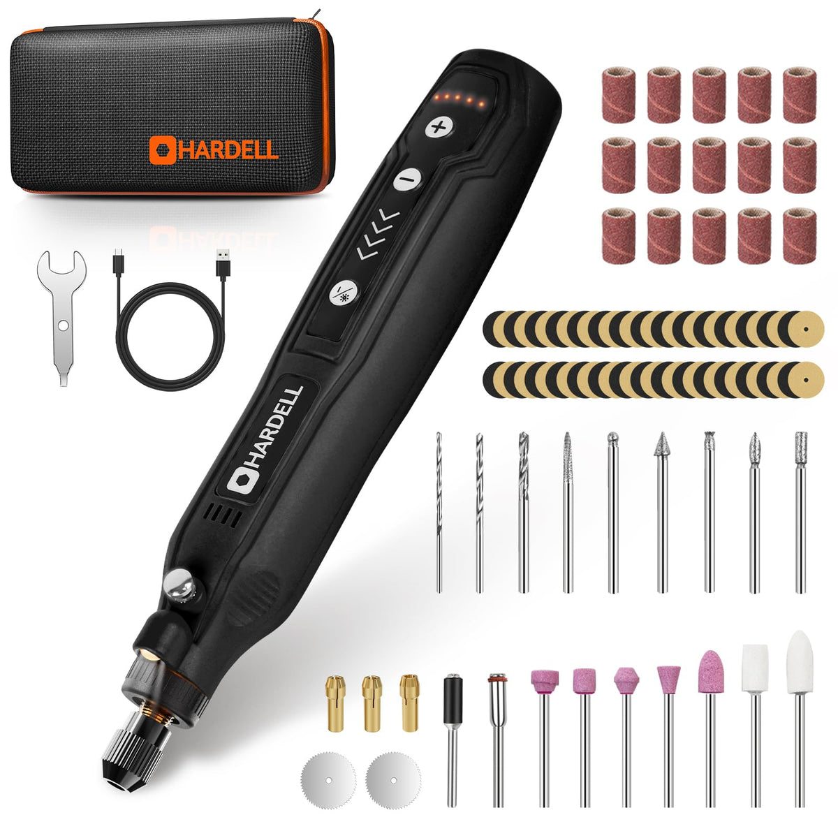 HARDELL Mini Cordless Rotary Tool Kit with 5-speed control for precise resin carving.