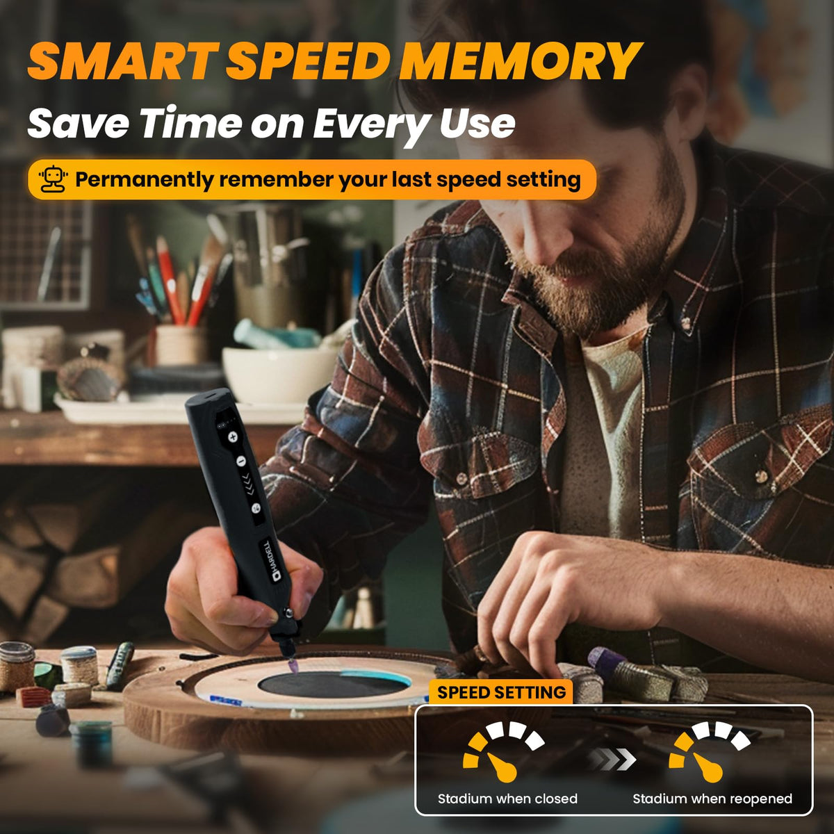 HARDELL Rotary Tool LED indicator provides clear visibility during work.