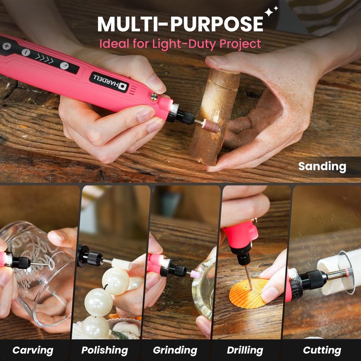HARDELL tool with LED indicator for better visibility in tight spaces