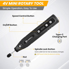 HARDELL Mini Rotary Tool 5-speed settings for versatile control across tasks