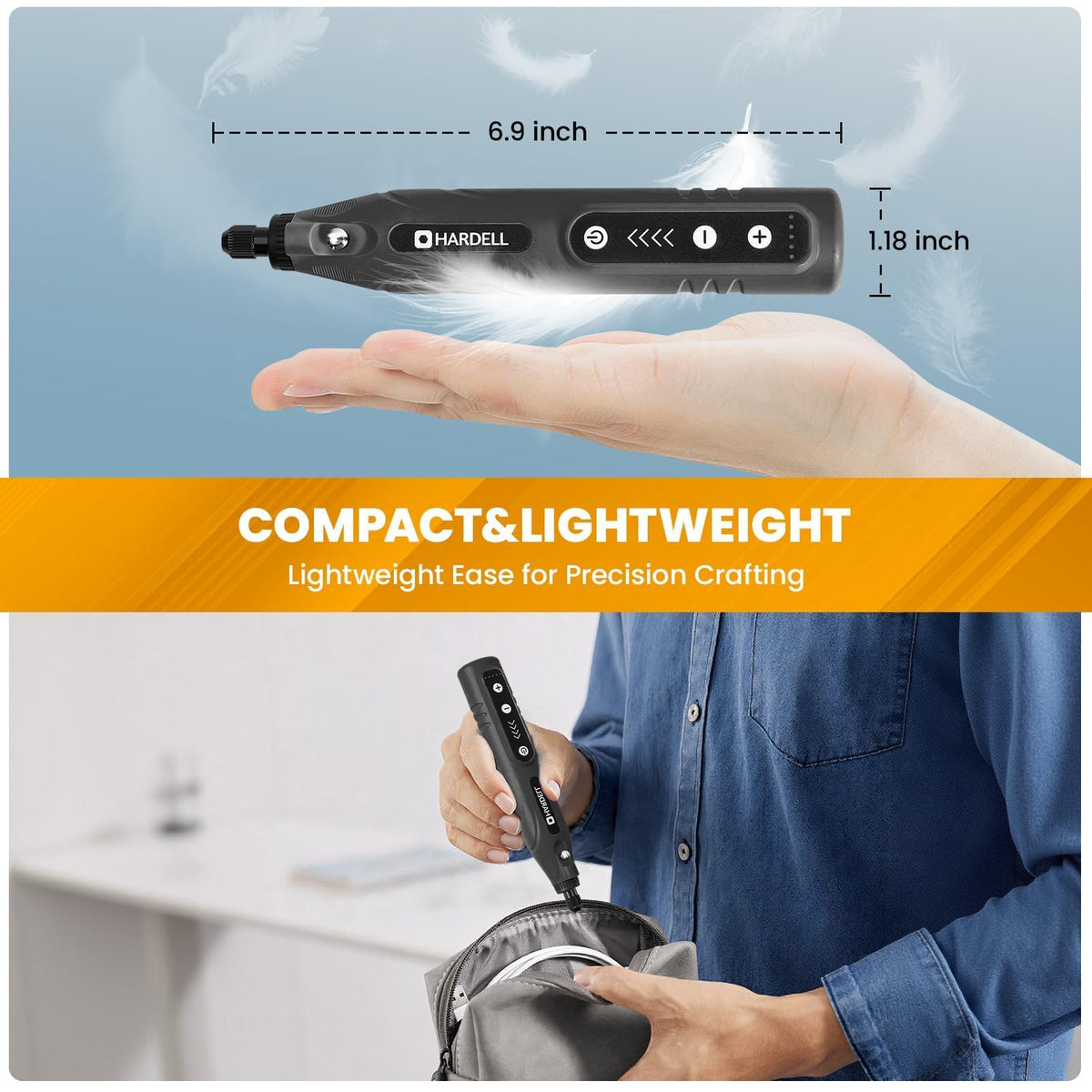 HARDELL Mini Rotary Tool 1.0mm and 2.3mm chucks for varied tasks