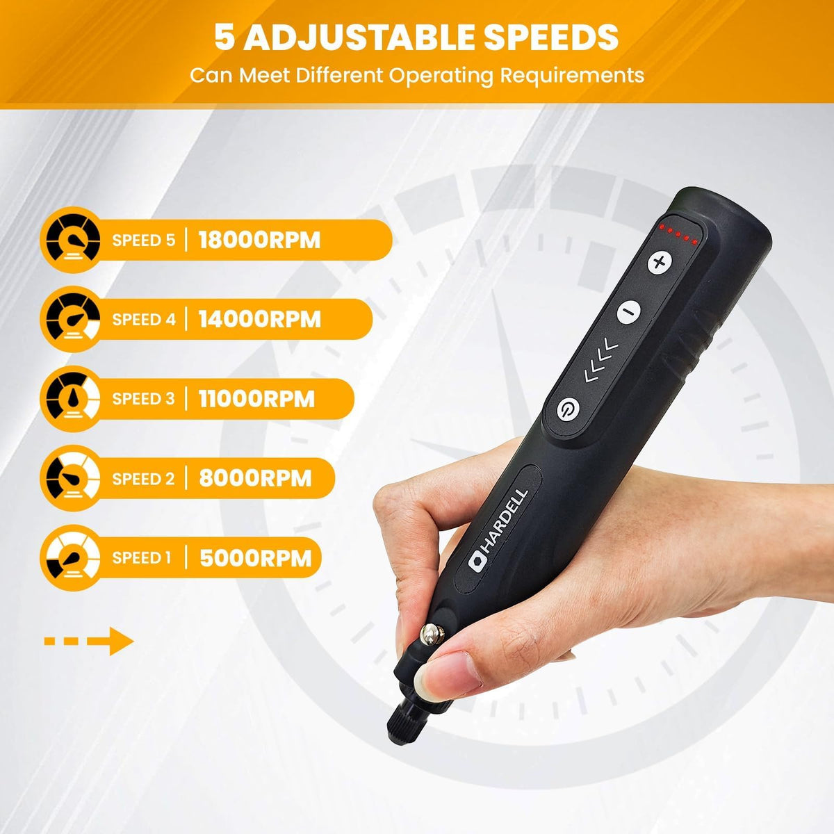 HARDELL Mini Rotary Tool Type-C charging for quick, convenient power