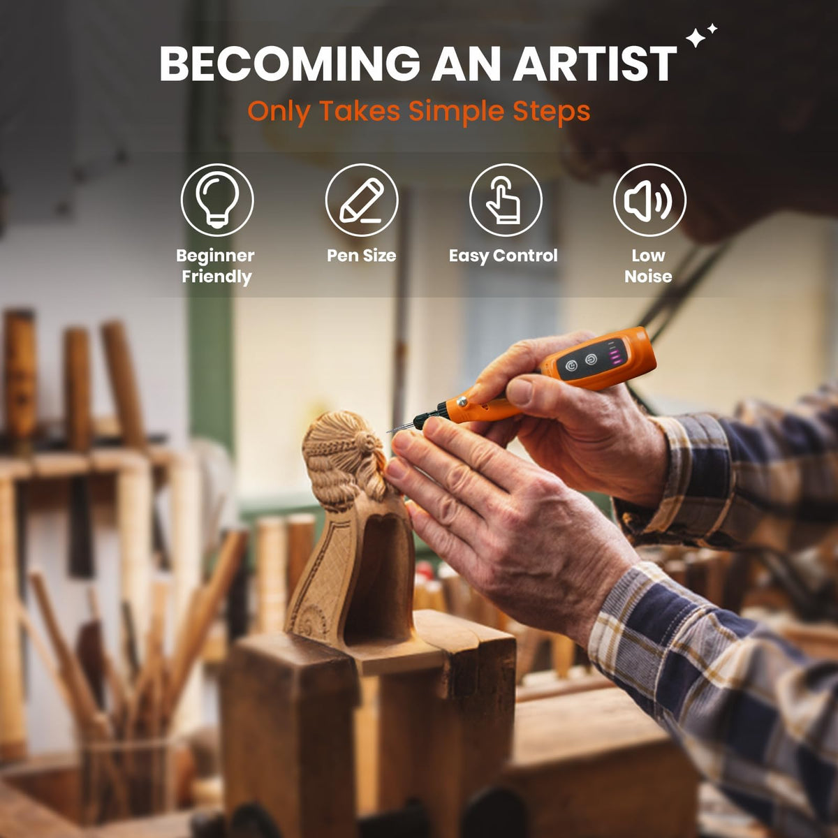 HARDELL 42-accessory kit offers engraving, sanding, and polishing options for resin crafts.