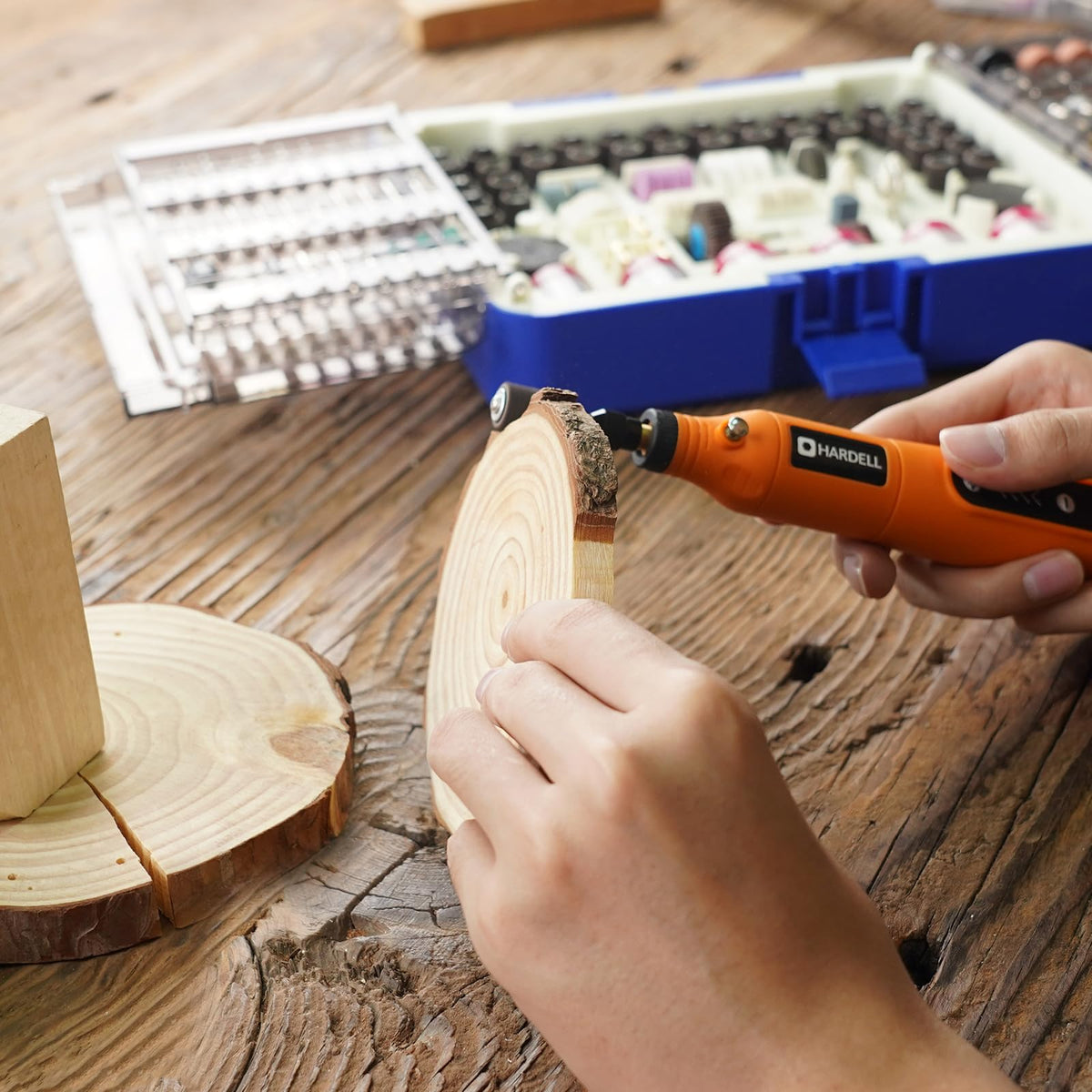 Sanding, grinding, cutting and carving bits for precise refinements