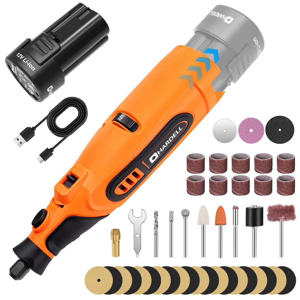 HARDELL Upgrade 12V rotary tool front view for precise hobby projects.