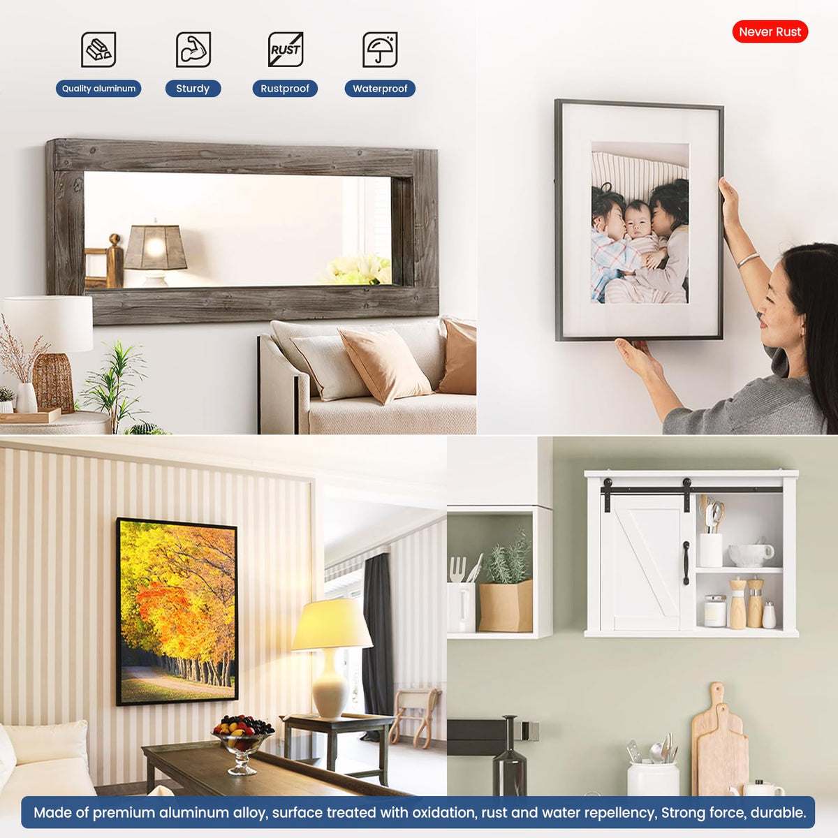 Hardow mirror-hanger clip system ideal for frames and artwork