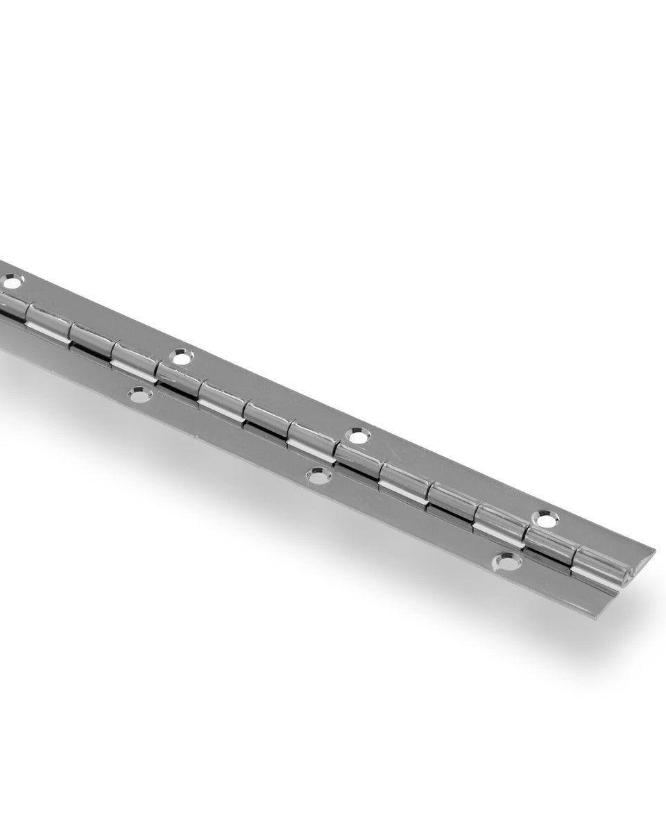 Hardware Essentials continuous hinge 36-inch installed on a cabinet for sturdy support.