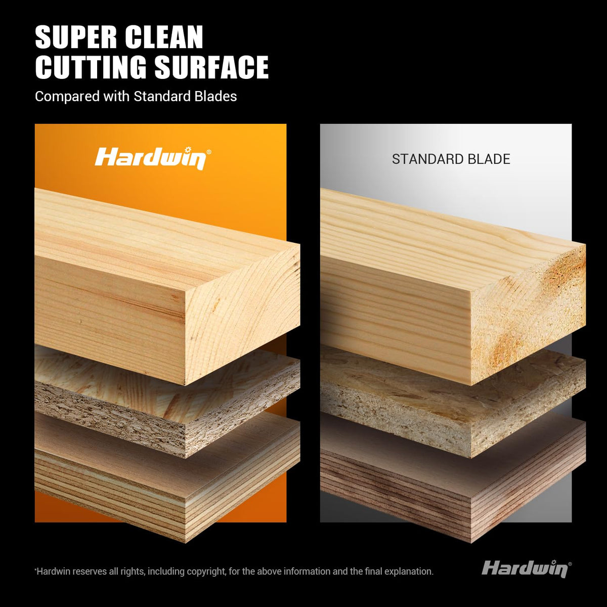 Hardwin laser-cut alloy blade with carbide teeth for durable sharpness.
