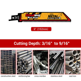 HardWin reciprocating blade in metal cutting action for precise work.