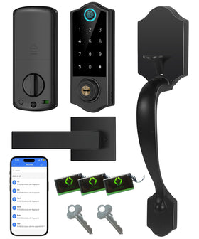 HARFO fingerprint smart door lock with front view offering quick access