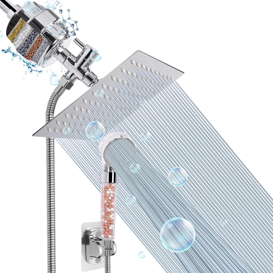 HarJue filter shower head with square chrome finish for clean water filtration