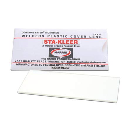 Harris clear lens cover for welding helmet protects auto-darkening lens and maintains visibility.