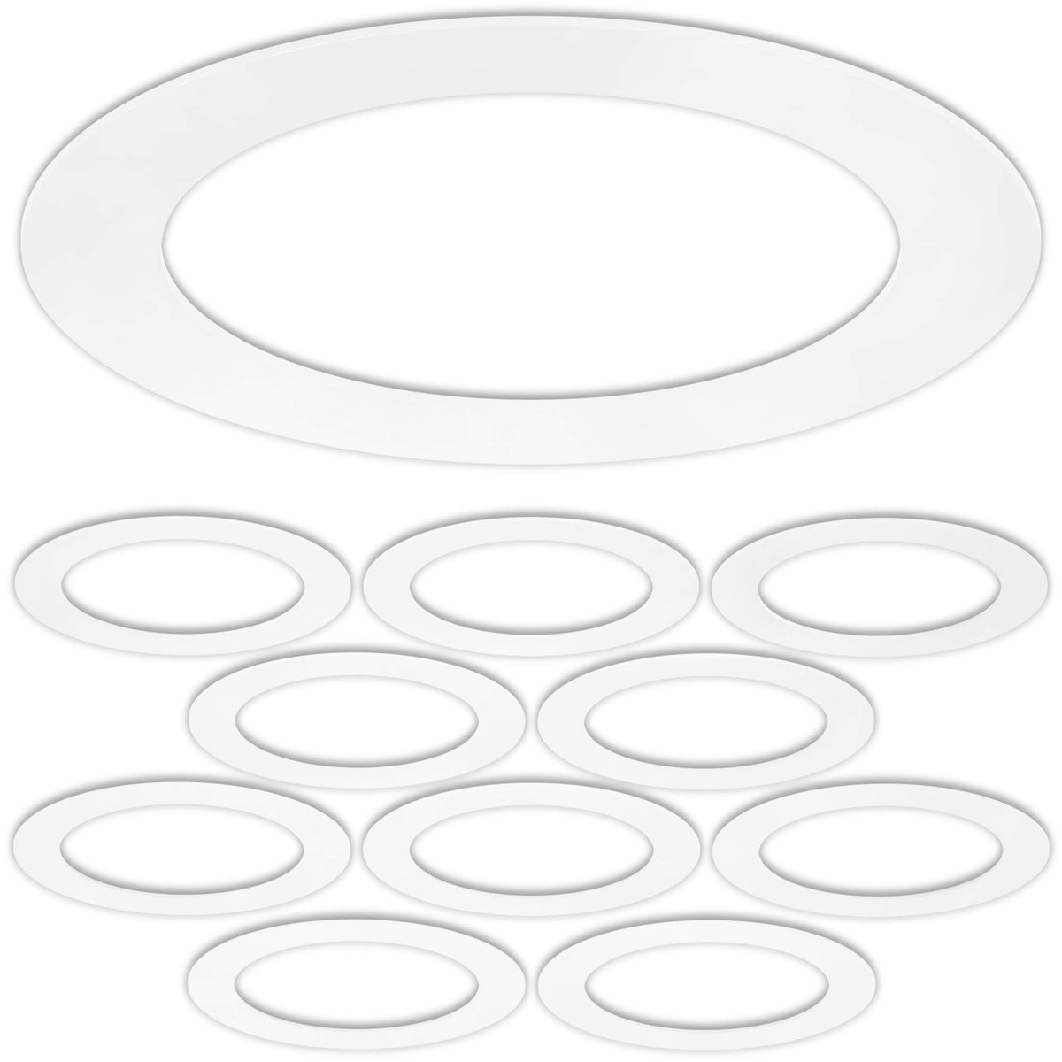 Harrrrd gloss white goof trim ring for 6-inch recessed lighting with a clean edge.