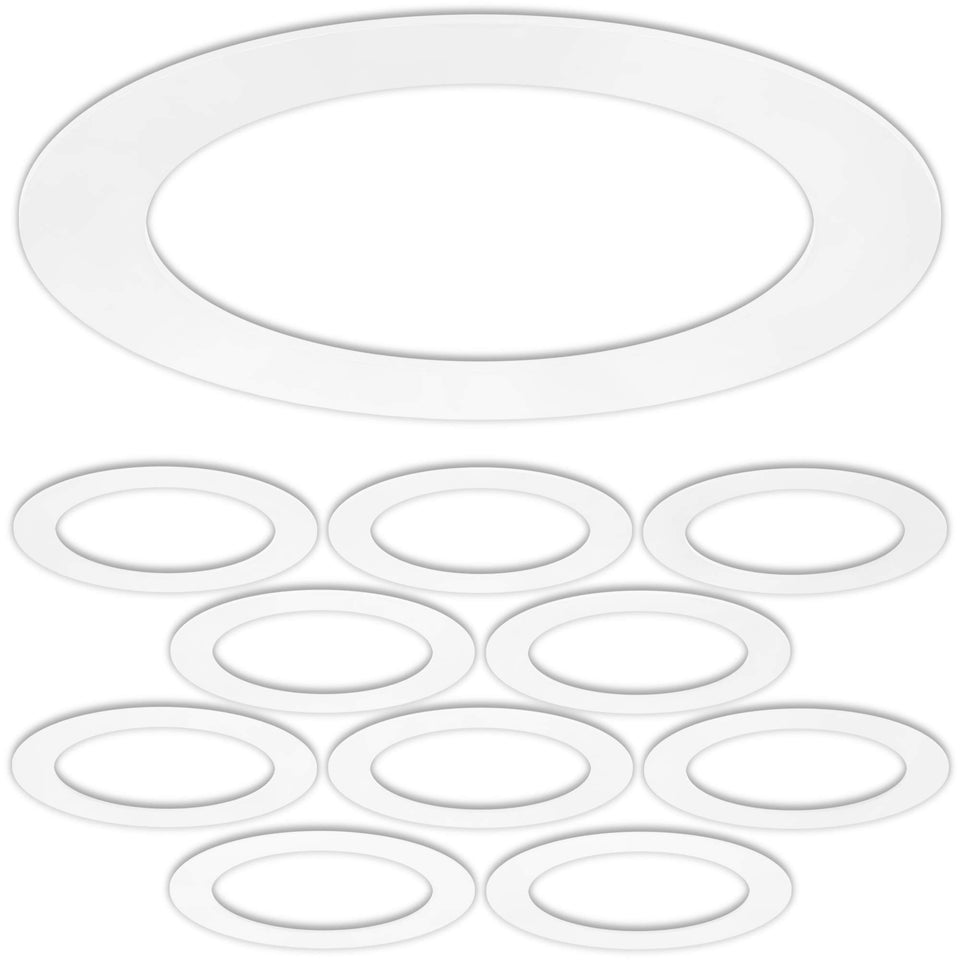 Harrrrd gloss white goof trim ring for 6-inch recessed lighting with a clean edge.