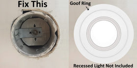 Harrrrd goof trim ring on 5-6 inch cans demonstrates proper fit.