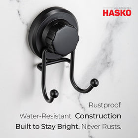 HASKO adhesive mount option secures hooks on uneven surfaces without drilling.